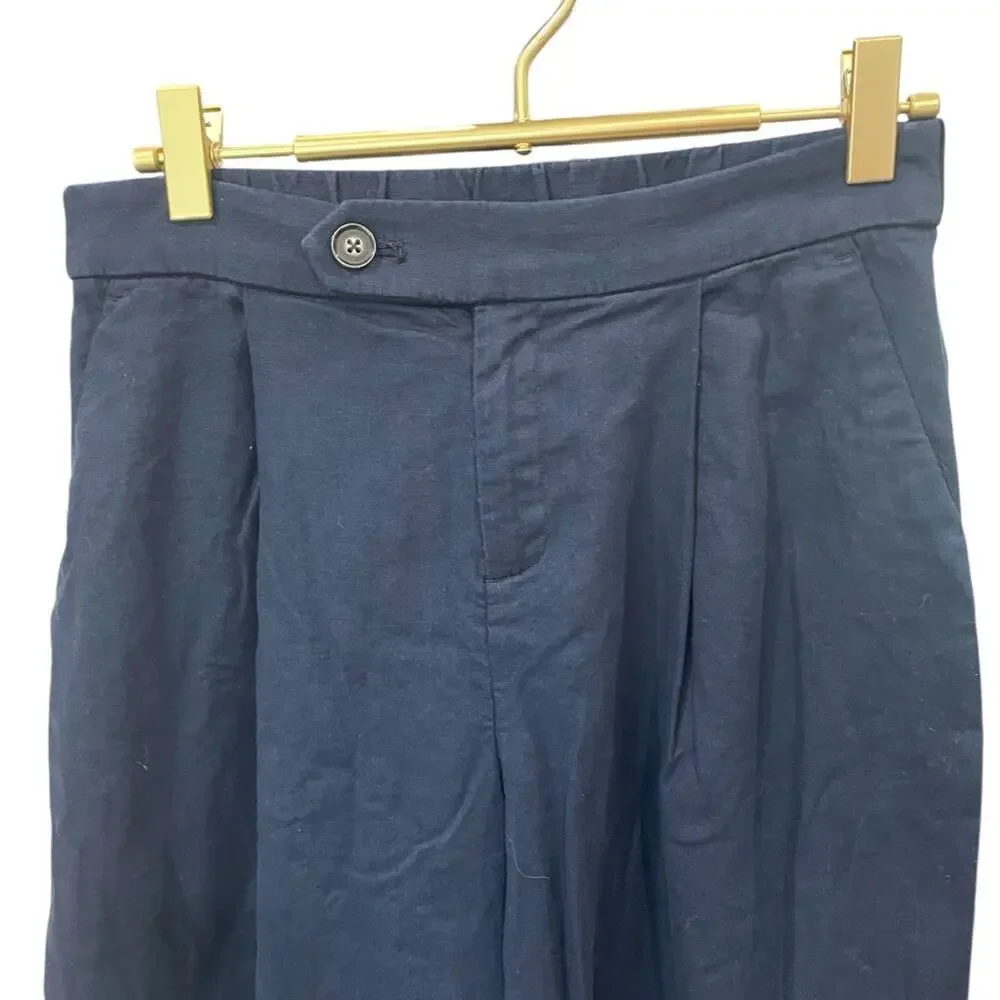 ✨ BANANA REPUBLIC Navy Linen Blend Wide Leg Pants 2P Petite 🌊